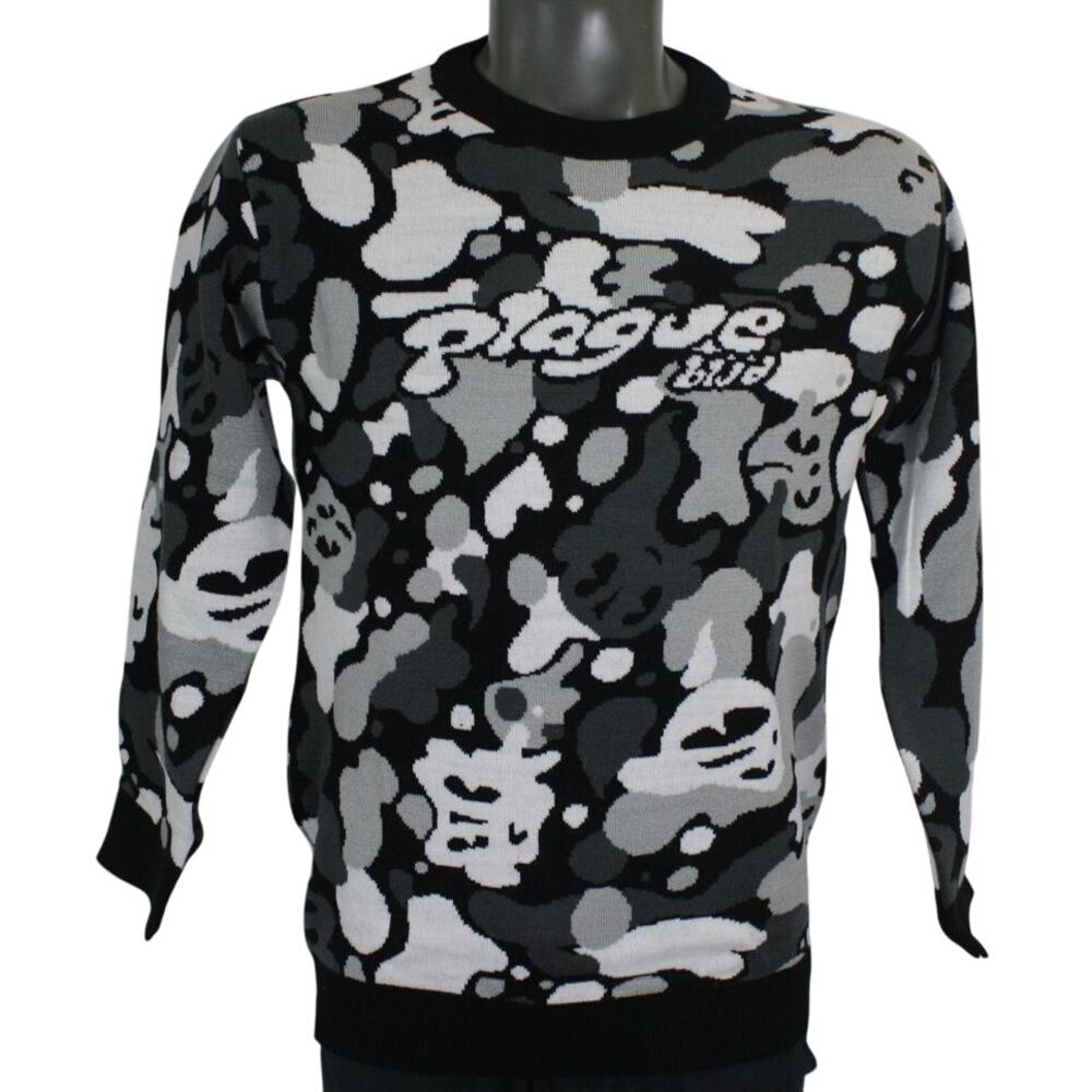Plague Blvd Skull Knit Sweater Mens M Black Gothic Streetwear Lil Darkie